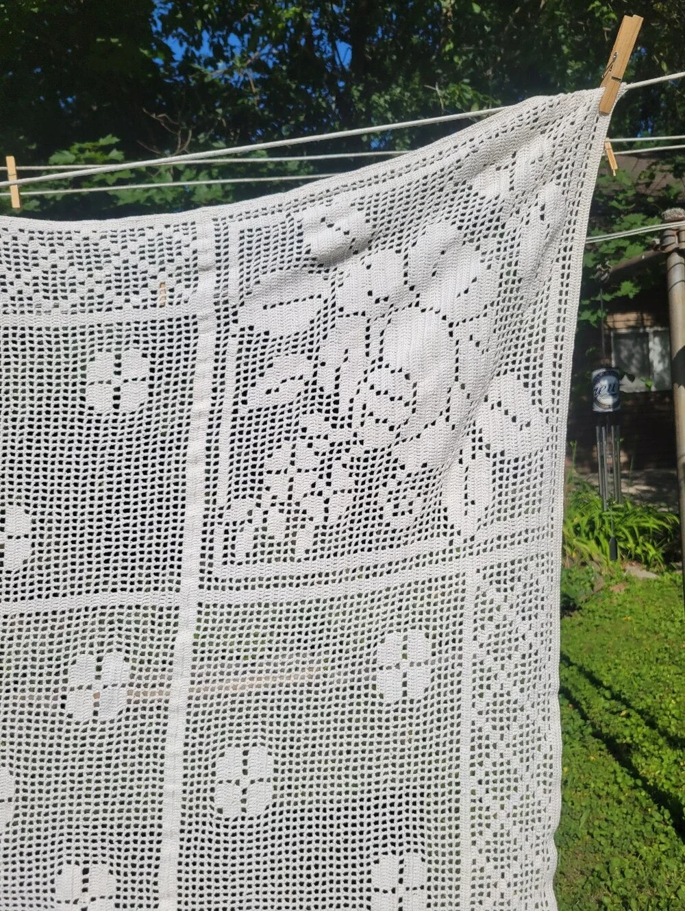 Vintage Crochet Table Cloth Runner Lot Doily Shabby Chic Ivory White Floral Set